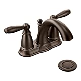 Moen 6610ORB Brantford Two-Handle Low Arc Centerset Bathroom Faucet with Drain Assembly, Oil Rubbed Bronze