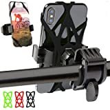 Mongoora Bike & Motorcycle Phone and GPS Mount w/ 3 Bands (Black, Red, Green) Cell Phone Holder for Bicycle Handlebar Easy to Install Bike Accessories Fits iPhone 12 11 X 8 8 Plus, Galaxy S21 S20 S10