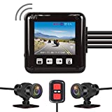 VSYSTO All Waterproof, 150 Degree Fish Eye, Motorcycle Dash Cam, with 2'' Screen, IMX307 Night Vision Dual 1080P Front and Rear Camera DVR for Motor Bike, G-Sensor Loop Recording