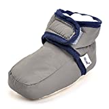 Enteer Infant Snow Boots Premium Soft Sole Anti-Slip Warm Winter Prewalker Toddler Boots (13-18months, dark grey)