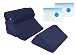 4 Pcs Orthopedic Bed Wedge Pillow Set – Post Surgery, Relaxing, Back & Adjustable Head Support Cushion – Triangle Memory Foam Pillow for Acid Reflux, Sleeping, Reading, Leg Elevation, Snoring (Blue)