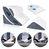 Lunix LX5 4pcs Orthopedic Bed Wedge Pillow Set, Post Surgery Memory Foam for Back, Neck and Leg Pain Relief. Sitting Pillow, Comfortable and Adjustable Pillows Acid Reflux and GERD for Sleeping Navy