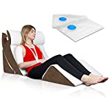 Lunix LX5 4pcs Orthopedic Bed Wedge Pillow Set, Post Surgery Memory Foam for Back, Neck and Leg Pain Relief, Sitting Pillow, Comfortable and Adjustable Pillows Acid Reflux and GERD for Sleeping Brown