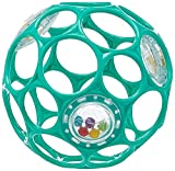 Bright Starts Oball Rattle Easy-Grasp Toy, Teal - 4', Ages Newborn Plus