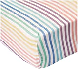 HonestBaby Organic Cotton Fitted Crib Sheet, Rainbow Stripe, One Size