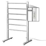 SHARNDY Electric Towel Warmer Rack Built-in Timer Freestanding Heated Towel Bar ETW78-1 (Brushed with Built-in Timer)