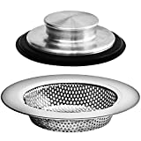 2PCS - Kitchen Sink Drain Strainers and Anti-Clogging Kitchen Sink Stoppers - Kitchen Drainer and Stopper Set for Standard 3-1/2 Inch Kitchen Sink Drain