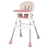 Dream On Me Portable 2-In-1 Tabletalk High Chair |Convertible |Compact High Chair |Light Weight Portable Highchair, Pink (244-PNK)