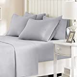 Comfort Spaces Microfiber Set 14' Deep Pocket, Wrinkle Resistant All Around Elastic-Year-Round Cozy Bedding Sheet, Matching Pillow Cases, King, Light Gray (CS20-0245)