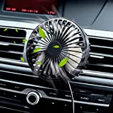 Zuvas Car Fan USB Fan with Night Light, 360° Rotation Clip Fan for Vehicle Air Circulation, 3 Wind Speed Air Conditioner Cooling Fan for Car Truck SUV RV Outdoor, Black