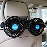 Car Fan, XOOL Electric Car Fans for Rear Seat Passenger Portable Car Seat Fan Headrest 360 Degree Rotatable Backseat Car Fan 12V Cooling Air Fan with Stepless Speed Regulation for SUV, RV, Vehicles