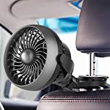 Car Fan, Battery Operated USB Car Fan with Durable Hook, 4 Speed Strong Airflow,360 Degree Rotatable Car Fan, 5V Cooling Air Small Personal Fan for Car, Rear&Back Seat Passenger etc(Black)