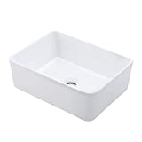 KES Rectangle Vessel Sink 16'X12' White Bathroom Sink Above Counter Porcelain Ceramic Small Sink Bowl, BVS110S40