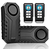 Wsdcam Bike Alarm with Remote 2 Pack, 113dB Wireless Anti-Theft Vibration Motorcycle Bicycle Alarm Vehicle Security Alarm System (Black)