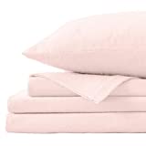 Great Bay Home Extra Soft 100% Turkish Cotton Flannel Sheet Set. Warm, Cozy, Heavyweight, Luxury Winter Deep Pocket Bed Sheets in Solid Colors. Nordic Collection (Queen, Blush Pink)