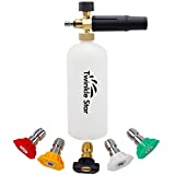 Twinkle Star Foam Cannon 1 L Bottle Snow Foam Lance with 1/4' Quick Connector, 5 Nozzle Tips for Pressure Washer