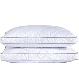 Goose Feathers and Down Pillow for Sleeping Gusseted Bed Hotel Collection Pillows, Standard/Queen, Set of 2