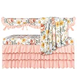Sahaler Baby Crib Bedding Set for Boy Girls, Nursery Fitted Sheets Baby Fleece Plush Blanket (Retro Chrysanthemum, 4 Pieces Set)