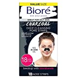 Bioré Charcoal Blackhead Remover Pore Strips, Nose Strips for Instant Blackhead Removal on Oily Skin, with Pore Unclogging, features Natural Charcoal, See 3x Less Oil, 18 Count
