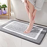 Color G Bathroom Rug Mat, Ultra Soft and Water Absorbent Bath Rug, Bath Carpet, Machine Wash/Dry, for Tub, Shower, and Bath Room (16'x24',Grey and White)