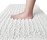 Yimobra Original Luxury Chenille Bath Mat, 32 x 20 Inches, Soft Shaggy and Comfortable, Large Size, Super Absorbent and Thick, Non-Slip, Machine Washable, Perfect for Bathroom, Bright White