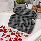Idle Hippo Bath Pillow for Tub, Spa Bathtub Pillow - 4D Air Mesh Luxury Bath Pillow with 7 Non-Slip Suction Cups, Bath Tub Pillow Headrest, Neck and Back Support for Hot tub and All Bathtub-Grey