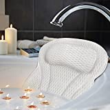 Jring Bath Pillow for Tub, Bathtub with Ergonomic Neck Shoulder Back Support, Luxury SPA Pillow with 4D Air Mesh Technology and 6 Strong Suction Cups, Fits All Bathtub