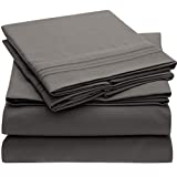 Mellanni California King Sheets - Hotel Luxury 1800 Bedding Sheets & Pillowcases - Extra Soft Cooling Bed Sheets - Deep Pocket up to 16 inch - Wrinkle, Fade, Stain Resistant - 4 Piece (Cal King, Gray)