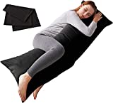 ELNIDO QUEEN Body Pillow with Pillowcase-Soft Long Bed Pillow for Adults-Breathable Full Body Pillow Insert for Sleeping,20x54inches-Black