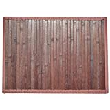 Bamboo Spa Bath Mat Rug with Fabric Trim - Water Resistant - for Bathroom Vanity, Bathtub/Shower, Entryway - 17' x 24' - Natural Wood Finish (Dark Brown)