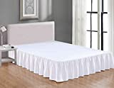 Sheets & Beyond Wrap Around Solid Microfiber Luxury Hotel Quality Fabric Bedroom Gathered Ruffled Bedding Bed Skirt 14 Inch Drop (Queen, White)