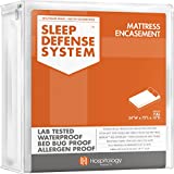 HOSPITOLOGY PRODUCTS Mattress Encasement - Zippered Bed Bug Dust Mite Proof Hypoallergenic - Sleep Defense System - Full/Double - Waterproof - Stretchable - Standard 12' Depth - 54' W x 75' L