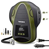 TEROMAS Tire Inflator Air Compressor, Portable DC/AC Air Pump for Car Tires 12V DC and Other Inflatables at Home 110V AC, Digital Electric Tire Pump with Pressure Gauge (Green)