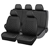 FREMONT AUTO Car Seat Covers Universal Full Set Seat Covers 8 Pieces - Airbag Compatible, Fit for 95% Cars, Trucks, SUVs (PVC Leather) (Black)