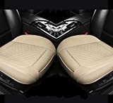 2PCS Luxury PU Leather Car Seat Cover Protector for Front Car Seat Bottom Universal, Compatible with 90% Vehicles (Sedan SUV Truck Mini Van) (Beige)