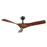 WINGBO 52' DC Ceiling Fan without Lights, Walnut Bronze Ceiling fan with Remote, 3 Curved ABS Blades, Noiseless Reversible DC Motor, Modern Ceiling Fan for Kitchen Bedroom Living Room, ETL Listed