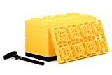 Camco 21023 FasTen 4x2 RV Leveling Block For Dual Tires | Interlocking Design Allows Stacking To Desired Height | Includes Secure T-Handle Carrying System, Yellow (Pack of 10)