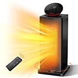 Space Heater, 1500W Quick Heat Electric Heater with Thermostat Oscillating 90° PTC Ceramic Small Space Heater with Remote & Touch LED Display, 24H Timer, Safety Features, for Indoor, Office, Garage Use