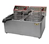 Winco EFT-32 Electric Deep Fryer, 1800W, 120V, 60Hz, Twin Well, 32 lbs. Oil Capacity