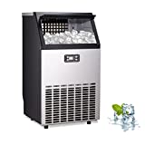 Joy Pebble Commercial Ice Maker Machine 100lbs/24H Stainless Steel ice Machine with 33lbs ice Bin, Freestanding Under Counter ice Maker,Ideal for Restaurant/Bar/Homes/Office