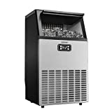 Euhomy Commercial Ice Maker Machine, 100lbs/24H Stainless Steel Under Counter ice Machine with 33lbs Ice Storage Capacity, Freestanding Ice Maker Freestanding Ice Maker Machine