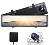 AKASO DL12 2.5K Mirror Dash Cam Voice Control 12' Touch Screen Front and Rear Dual Dash Camera for Cars Night Vision Backup Camera with Sony Starvis Sensor GPS G-Sensor Parking Assistance