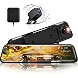2.5K 12' Mirror Dash Cam, CARCHET Rear View Mirror Camera for Car & Truck, Backup Camera, Front and Rear View without Obstruct, Night Vision, Parking Assist, Waterproof, Sony Sensor, Touch Screen, GPS