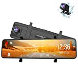 XEGA 4K Mirror Dash Cam 12' Touch Screen Dual Dash Cam Front and Rear Backup Camera Smart Rear View Mirror Camera for Car Voice Control Night Vision Car Recorder with Sony Sensor GPS Parking Assistant