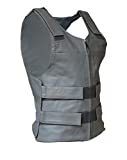 IKleather Mens Bullet Proof style Leather Motorcycle Vest for bikers Club Tactical Vest (S, Silver)