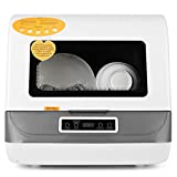Countertop Dishwasher,portable Countertop Dishwasher,4 Washing Programs, Air-dry Function and Led Light for Small Apartments, Dorms and Rvs (White)