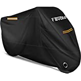 Favoto Motorcycle Cover All Season Universal Weather Quality Waterproof Sun Outdoor Protection Durable Night Reflective with Lock-Holes & Storage Bag Fits up to 96.5' Motorcycles Vehicle Cover
