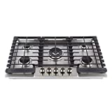 LYCAN Stainless Steel 5 Italy Sabaf Burners 36 Inch Gas Range Cooktops Heavy Duty RV Stovetop with Metal Knobs LP conversion kit included