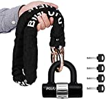 BIGLUFU Motorcycle Lock Chain Locks Heavy Duty, 120cm/4ft Long, Cut Proof 10mm Thick Colorful Square Chains with 4Keys 16mm U Lock, Ideal for Motorcycles, Motorbike, Bike, Generator, Gates