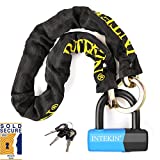 INTEKIN Motorcycle Chain Locks Bike Chain Lock 3.1FT Motorcycle Lock Heavy Duty Bike Lock Motorcycle Security Chain Lock Bicycle Lock with 0.64inch Disc Lock for Motorcycles, Bikes, and More, Blue